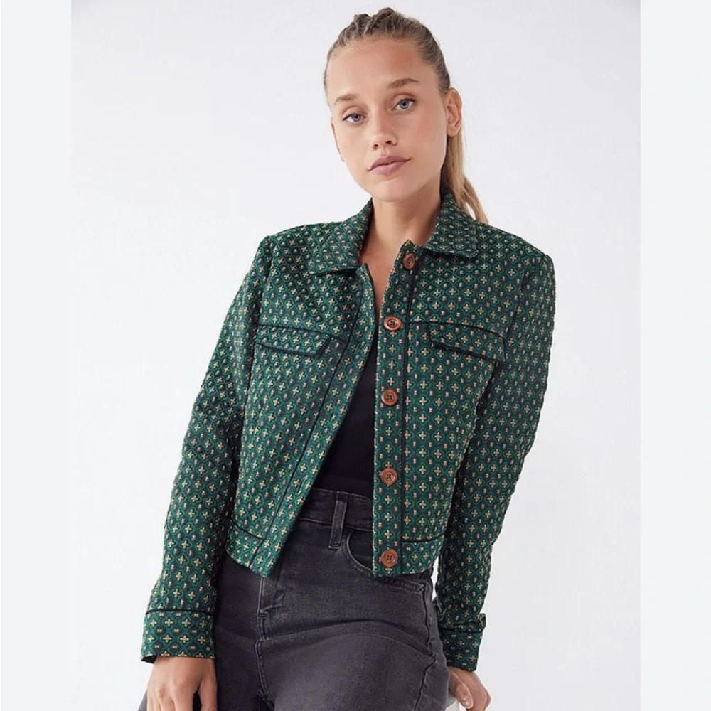 Urban Outfitters Green Patterned Jacket - great for St Pats day ๐ - Picture 1 of 7